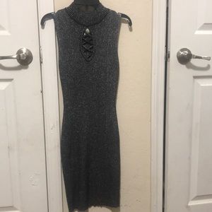 Stretchy Glittery black sleeveless sleek dress